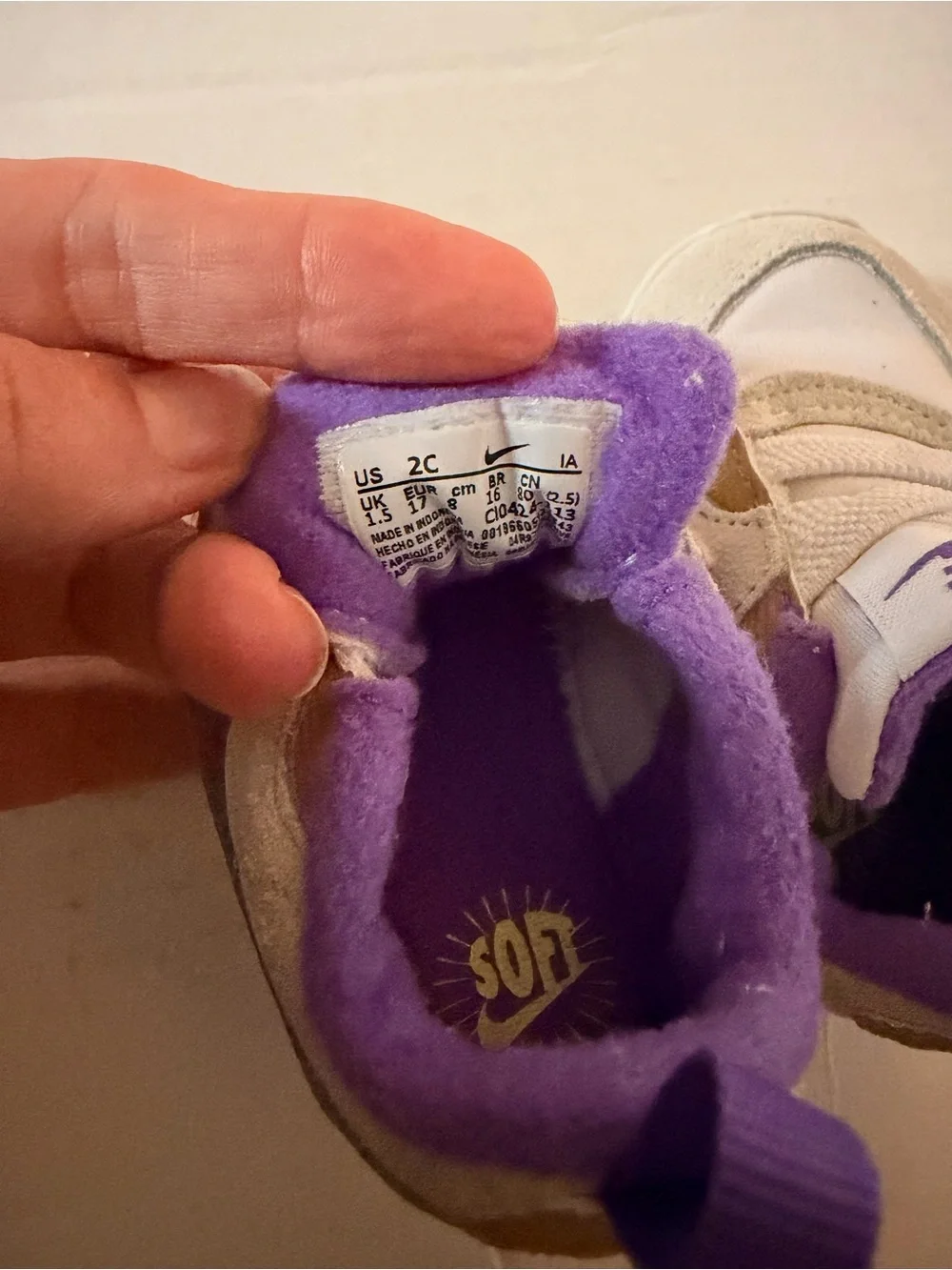Nike Infant White & Purple Sneakers | Baby Size 2C | Worn Once